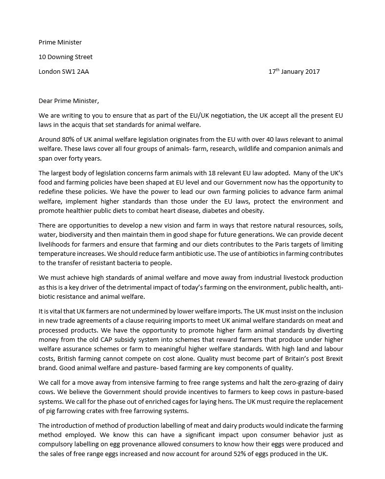 snip letter conservative animal welfare foundation to PM
