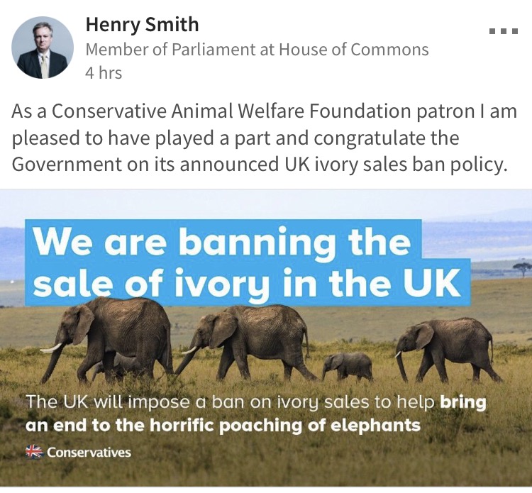 henry smith conservative animal welfare foundation ivory ban photo