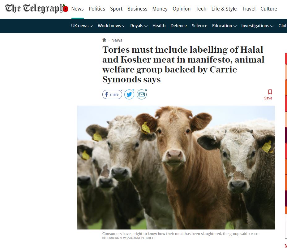 Our call for mandatory labelling is featured in The Telegraph and Farming  UK - Conservative Animal Welfare Foundation